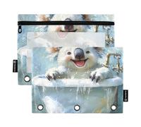Funny Koala Retro Vasca da Bagno Raccoglitore Tasca Cartelle Trucchi Borsa per 3 Anelli Raccoglitore Borsa con 3 Fori per la Scuola Accessori di Cancelleria