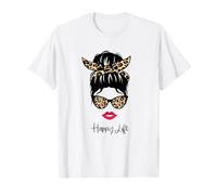Funny Lady Leo Print Rockabily Style Retro Donna Happy Life Maglietta