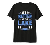 Funny Lake Lover Summer Vacation Life Is Better At The Lake Maglietta Premium