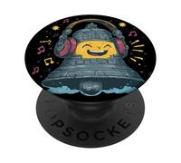 Funny Liberty Bell Face con belle cuffie PopSockets PopGrip Adesivo