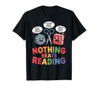 Funny Librarian Rock Paper Scissors Nothing Beats Reading Maglietta