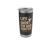 Funny Life Is Too Short For Bad Coffee Retro Caffeina Citazioni Bicchiere termico in acciaio inox doppia parete