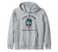 Funny Living The Dream One Nightmare At A Time Skull Felpa con Cappuccio
