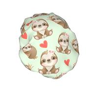 Funny Love Sloth Pixel Gafas de sol Weeds Gorro de ducha Impermeable Reutilizable Forro de PEVA Ajustable Elástico Gorro de baño para el cabello para mujeres Damas Salón de spa