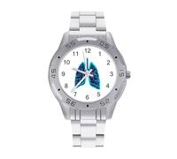 Funny Lung - Orologio da polso da uomo, in acciaio inox, analogico, al quarzo, da lavoro, Stile:, regular, Bracciale