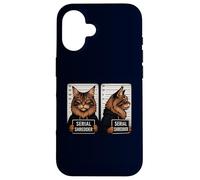 Funny Maine Coon Mugshot Serial Shredder Bad Cat Kitty Proprietario Custodia per iPhone 16