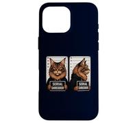 Funny Maine Coon Mugshot Serial Shredder Bad Cat Kitty Proprietario Custodia per iPhone 16 Pro Max