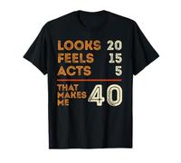 Funny Math 40th Birthday sembra 20 sente 15 atti 5 umorismo Maglietta