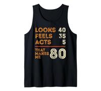 Funny Math 80th Birthday sembra 40 sente 35 atti 5 umorismo Canotta