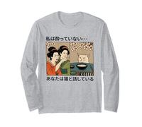 Funny Meme, Japanese Geisha Version. Woman Yelling at a Cat Maglia a Manica