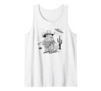Funny Meme UFO Capybara Alien Vintage 90s Wild West Boho Canotta