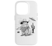 Funny Meme UFO Capybara Alien Vintage 90s Wild West Boho Custodia per iPhone 14 Pro