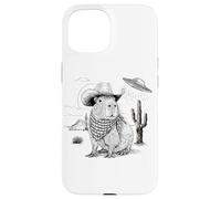 Funny Meme UFO Capybara Alien Vintage 90s Wild West Boho Custodia per iPhone 15