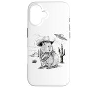 Funny Meme UFO Capybara Alien Vintage 90s Wild West Boho Custodia per iPhone 16