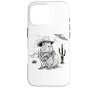 Funny Meme UFO Capybara Alien Vintage 90s Wild West Boho Custodia per iPhone 16 Pro