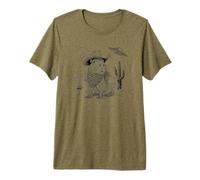 Funny Meme UFO Capybara Alien Vintage 90s Wild West Boho Maglietta Premium
