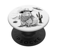 Funny Meme UFO Capybara Alien Vintage 90s Wild West Boho PopSockets PopGrip Adesivo