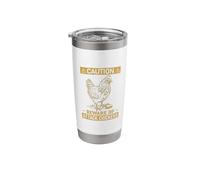 Funny Mens Womens Girls Caution Buff Orpington Chicken Lover Bicchiere termico in acciaio inox doppia parete