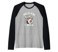 Funny Mens Womens Kids Cute How I Roll Sushi Koala Lover Maglia con Maniche Raglan