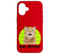 Funny Meow Surprised Cat, Ew. People Illustration Graphic Custodia per iPhone 16