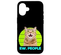 Funny Meow Surprised Cat, Ew. People Illustration Graphic Custodia per iPhone 16