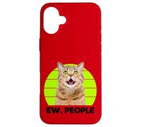 Funny Meow Surprised Cat, Ew. People Illustration Graphic Custodia per iPhone 16 Plus