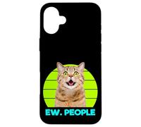Funny Meow Surprised Cat, Ew. People Illustration Graphic Custodia per iPhone 16 Plus