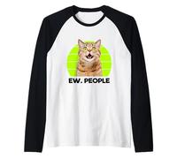 Funny Meow Surprised Cat, EW. People Illustration Graphic Maglia con Maniche Raglan