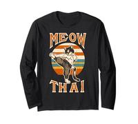 Funny Meow Thai per Uomini Donne Muay Thai Boxing Amanti dei Gatti Maglia a Manica