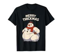 Funny Merry Thickmas Dad Bod Snowman Christmas Maglietta