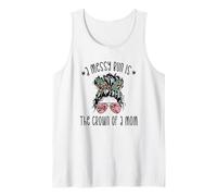 Funny Messy Bun Saying for New Mama And Leopard Mom Canotta