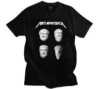 Funny Metaphysica Fun Metal Philosophy Tees Metaphysical Socrates Aristotle Pythagoras Exitentialism T-Shirt Men Fashion T Shirt Black XL