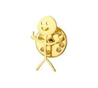 Funny Middle Finger Stick Figure Pin - Smiling Rude Gesture Clothes Pin/Badge, small, Acciaio inossidabile