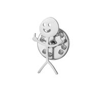 Funny Middle Finger Stick Figure Pin - Smiling Rude Gesture Clothes Pin/Badge, small, Acciaio inossidabile