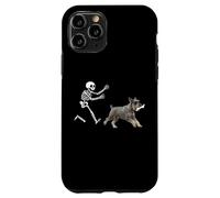 Funny Miniature Schnauzer che corre Skeleton Halloween Custodia per iPhone 11 Pro