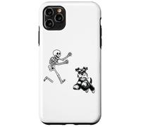 Funny Miniature Schnauzer che corre Skeleton Halloween Custodia per iPhone 11 Pro Max