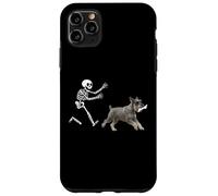 Funny Miniature Schnauzer che corre Skeleton Halloween Custodia per iPhone 11 Pro Max