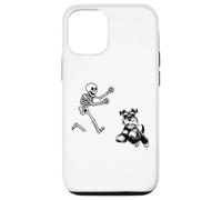 Funny Miniature Schnauzer che corre Skeleton Halloween Custodia per iPhone 12/12 Pro