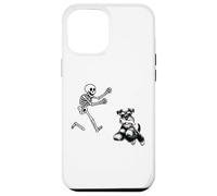 Funny Miniature Schnauzer che corre Skeleton Halloween Custodia per iPhone 12 Pro Max