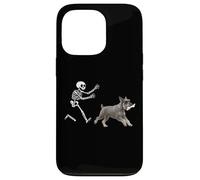 Funny Miniature Schnauzer che corre Skeleton Halloween Custodia per iPhone 13 Pro