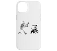 Funny Miniature Schnauzer che corre Skeleton Halloween Custodia per iPhone 14 Plus