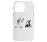 Funny Miniature Schnauzer che corre Skeleton Halloween Custodia per iPhone 14 Pro Max
