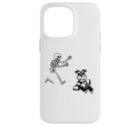 Funny Miniature Schnauzer che corre Skeleton Halloween Custodia per iPhone 14 Pro Max