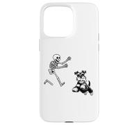 Funny Miniature Schnauzer che corre Skeleton Halloween Custodia per iPhone 15 Pro Max