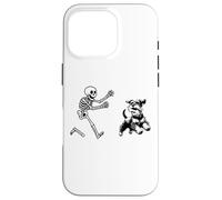 Funny Miniature Schnauzer che corre Skeleton Halloween Custodia per iPhone 16 Pro