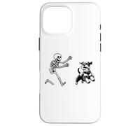 Funny Miniature Schnauzer che corre Skeleton Halloween Custodia per iPhone 16 Pro Max
