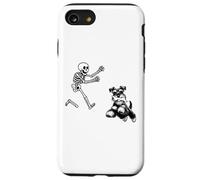 Funny Miniature Schnauzer che corre Skeleton Halloween Custodia per iPhone SE (2020) / 7/8