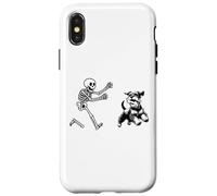 Funny Miniature Schnauzer che corre Skeleton Halloween Custodia per iPhone X/XS