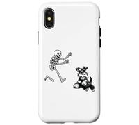 Funny Miniature Schnauzer che corre Skeleton Halloween Custodia per iPhone X/XS
