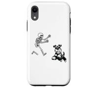 Funny Miniature Schnauzer che corre Skeleton Halloween Custodia per iPhone XR